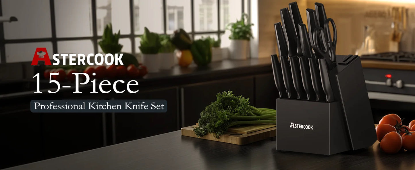 Astercook Kitchen Knife Block Set