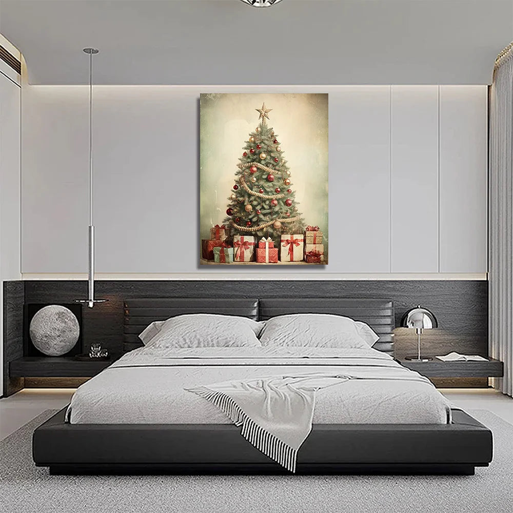 Decorative Christmas Tree Canvas Painting