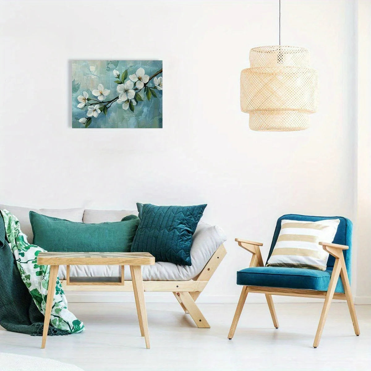 White Blossom Modern Canvas Wall Art