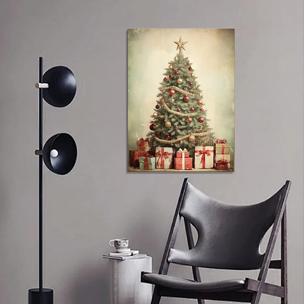 Decorative Christmas Tree Canvas Painting