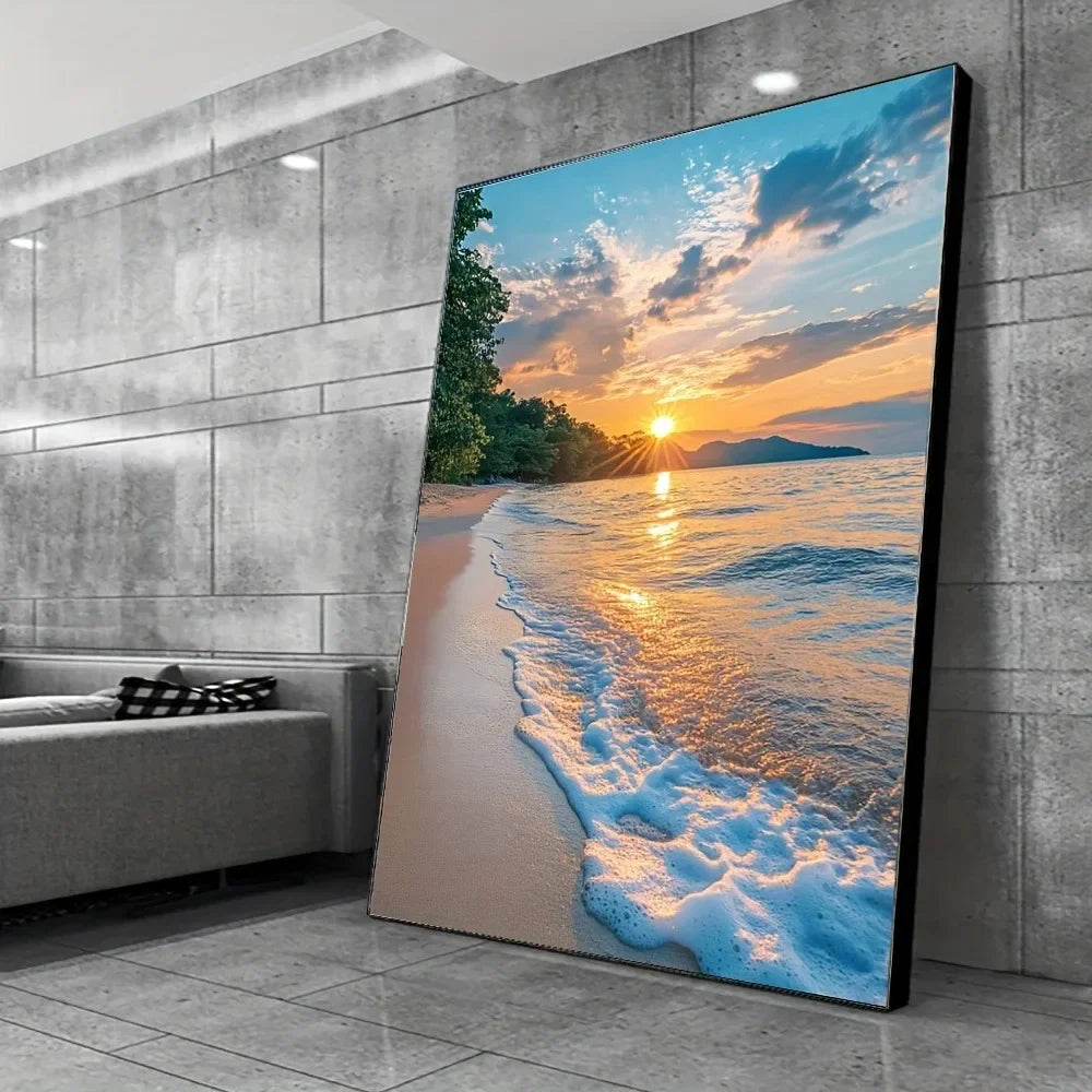 Sunset Modern Beach Seascape Canvas Print