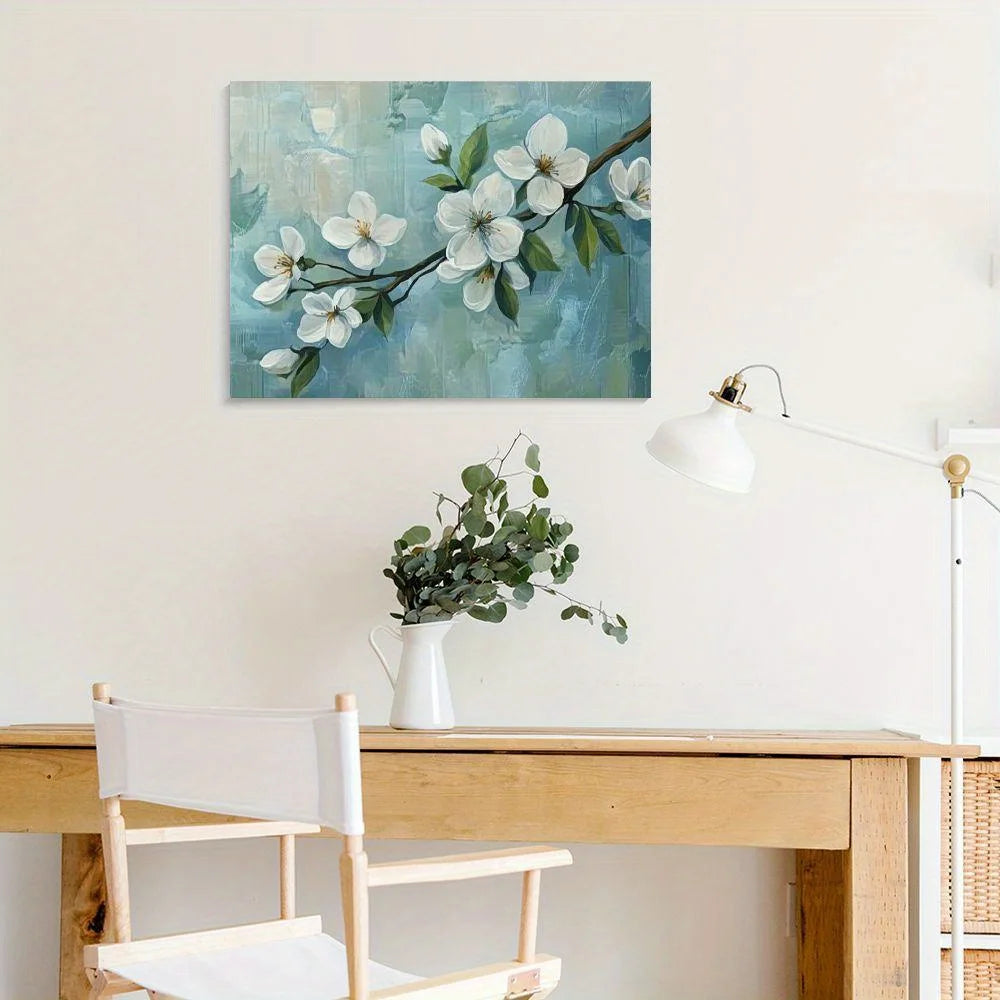 White Blossom Modern Canvas Wall Art