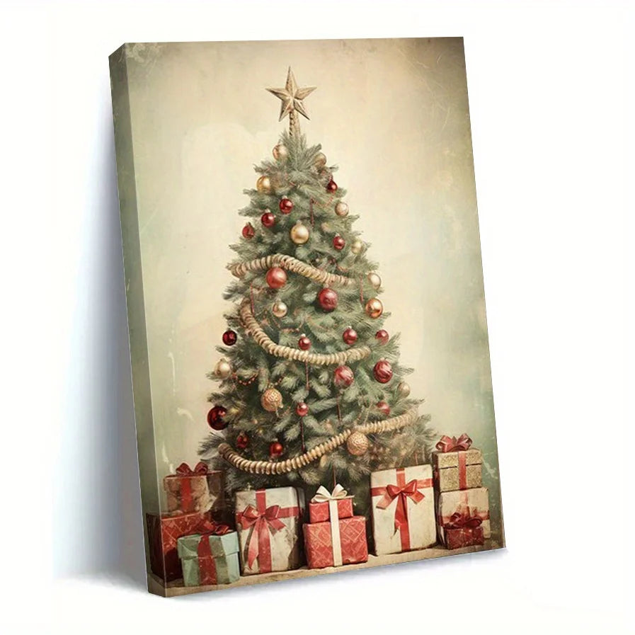 Decorative Christmas Tree Canvas Painting