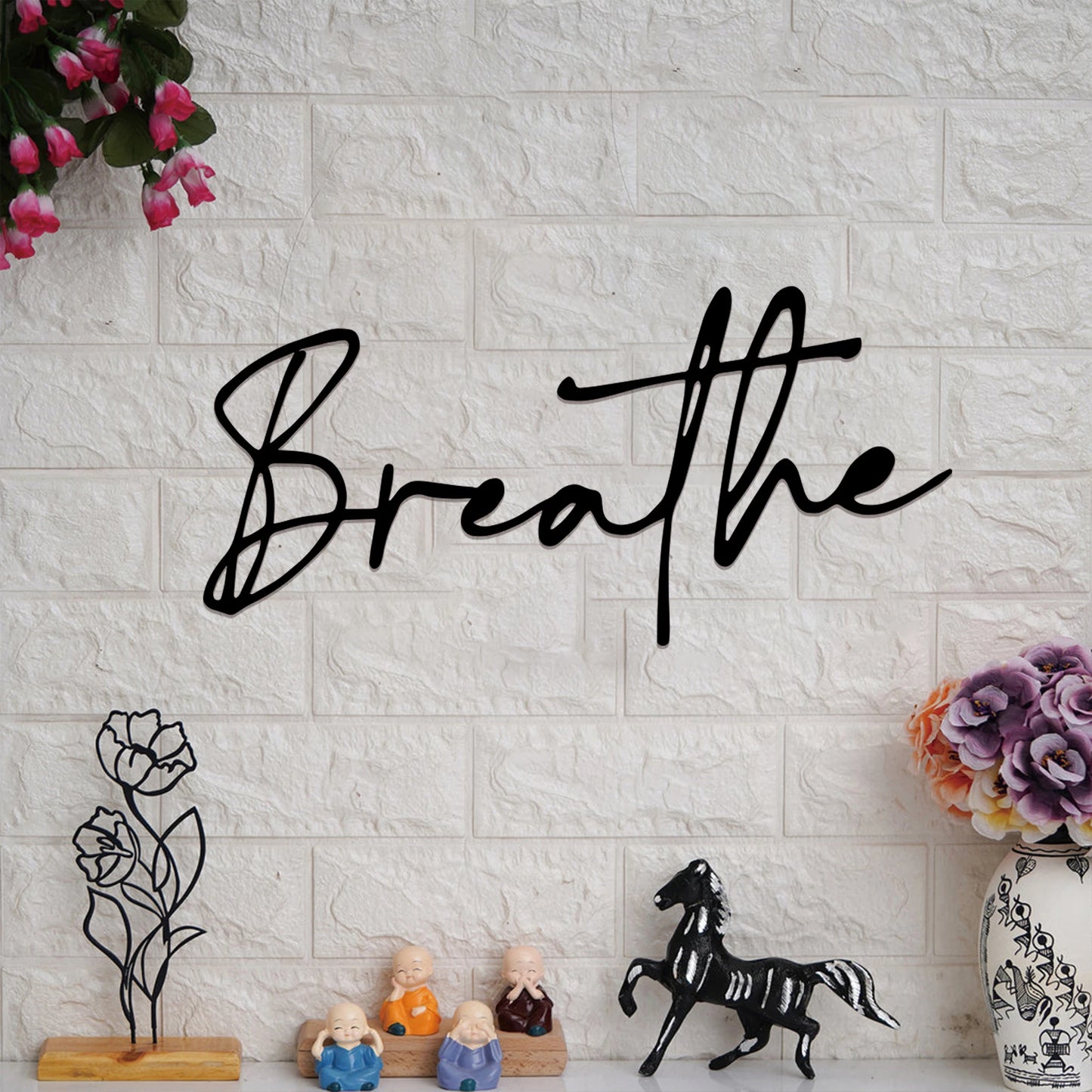 Breathe Script Metal Art Wall Decoration