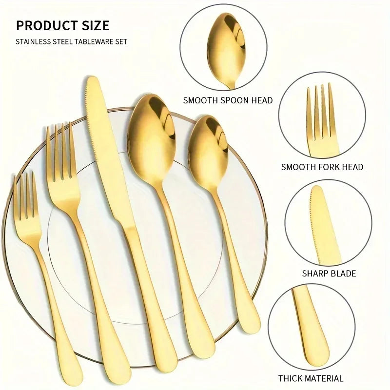 Golden Stainless Steel Flatware Set