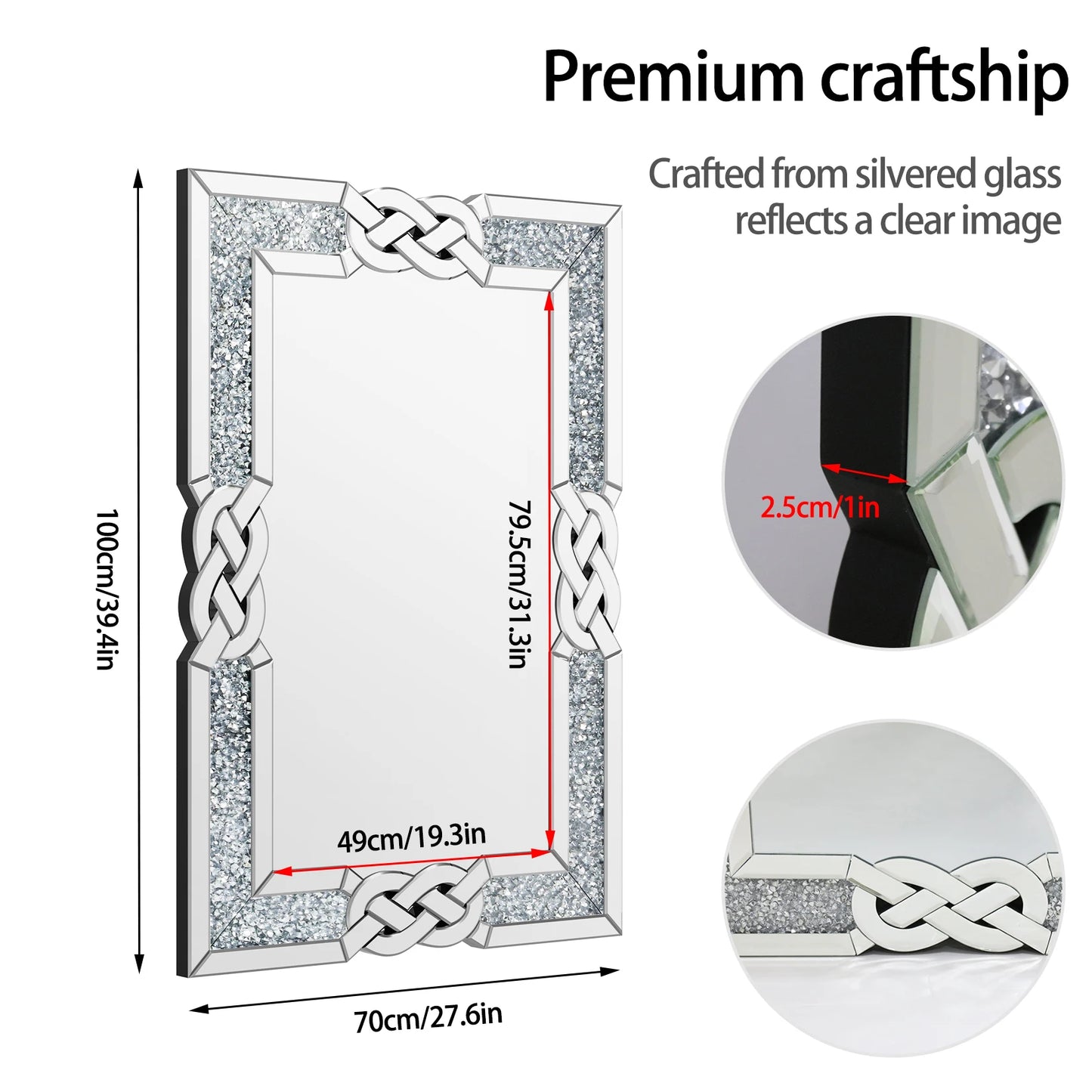 Crystal Crushed Diamond Decorative Mirror