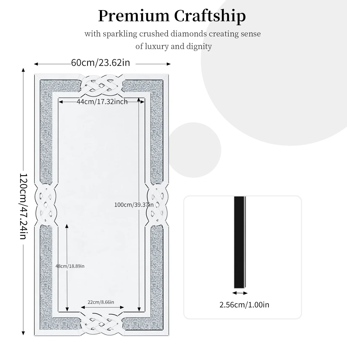 Crystal Crushed Diamond Decorative Mirror