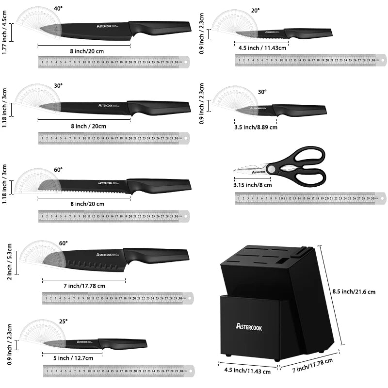 Astercook Kitchen Knife Block Set