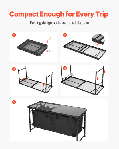 Folding Aluminum Outdoor Camping Cooking Table