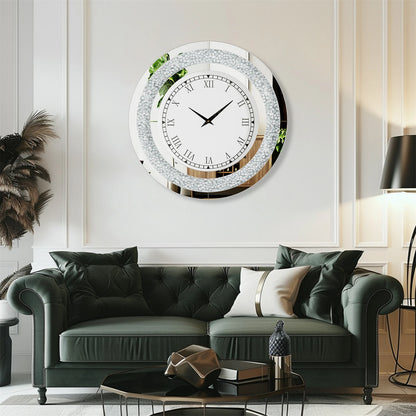 Bling Silver Round Glam Clock