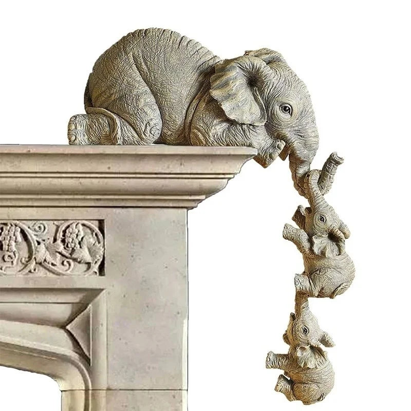 Elephant Holding Baby Elephant Figurine