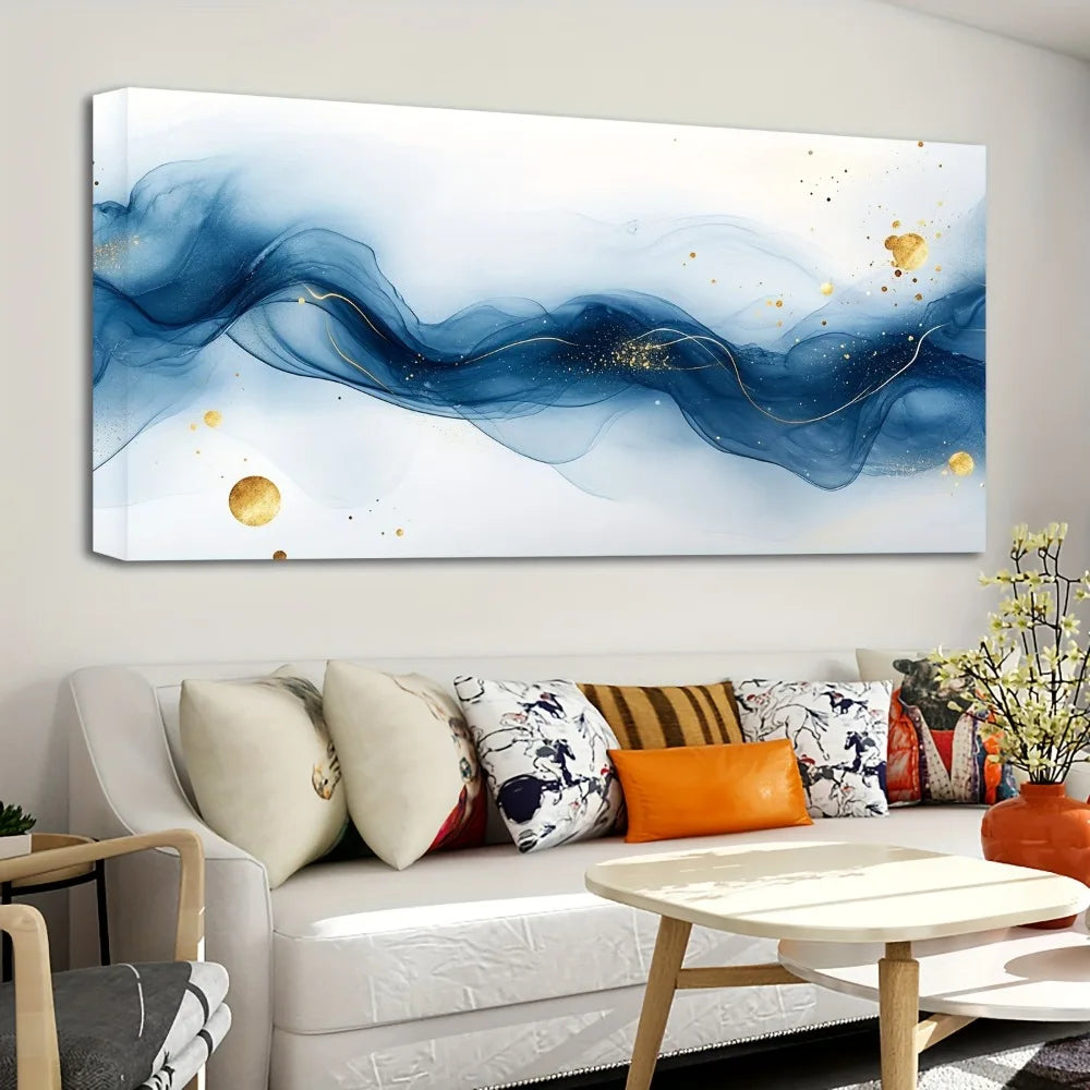 Abstract Gold And Blue Gradient Painting