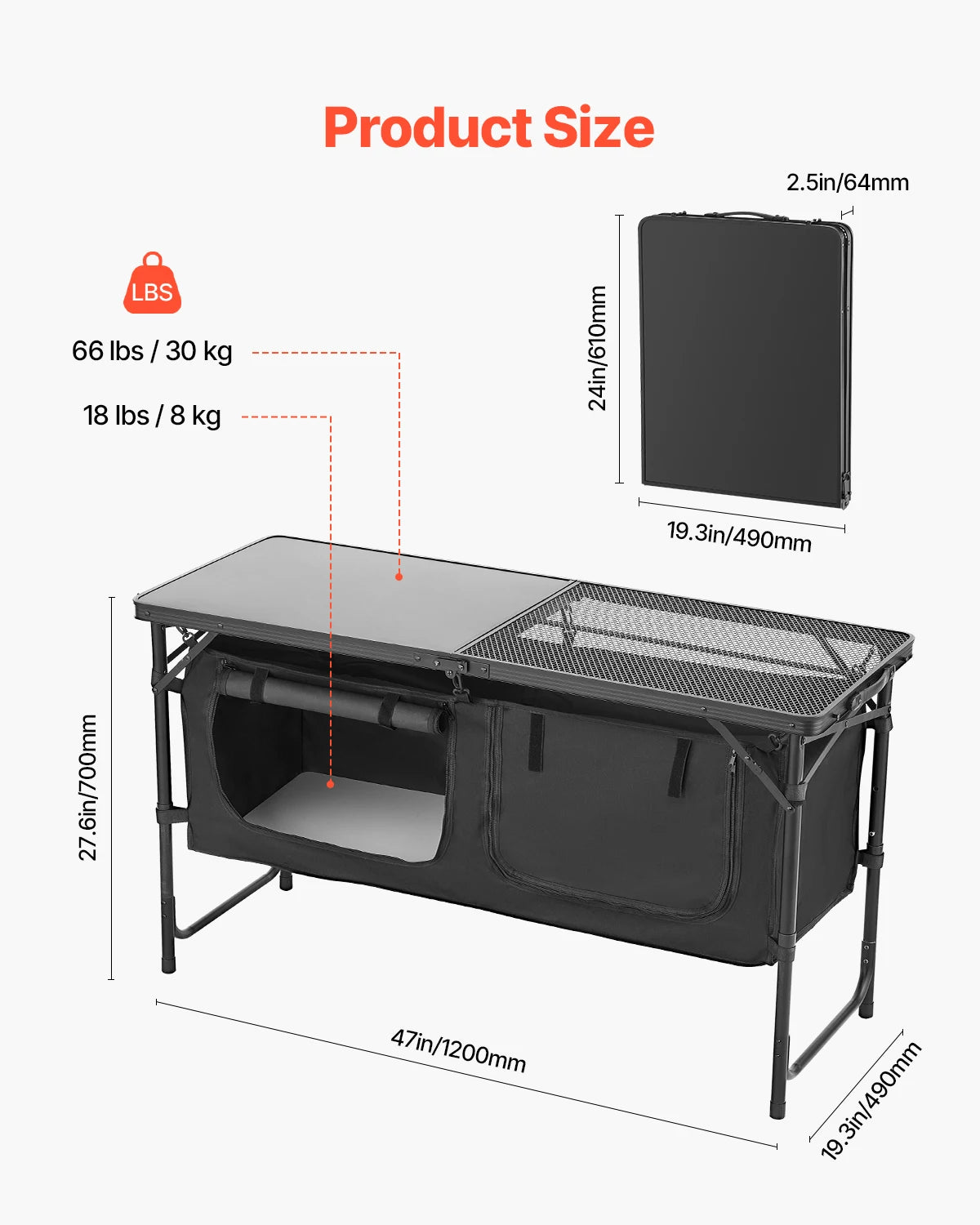 Folding Aluminum Outdoor Camping Cooking Table