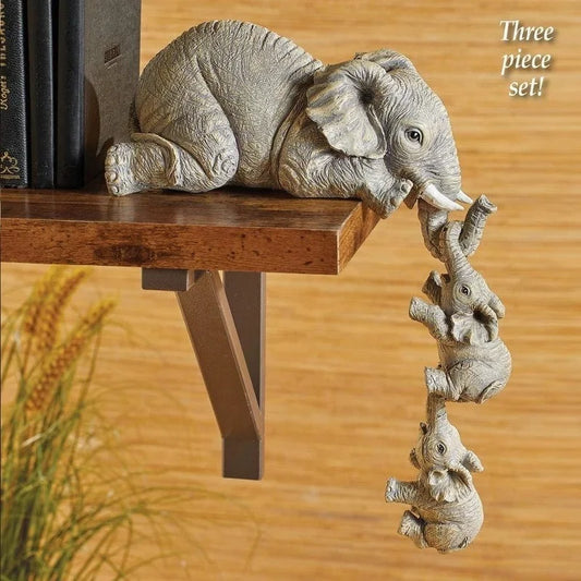 Elephant Holding Baby Elephant Figurine