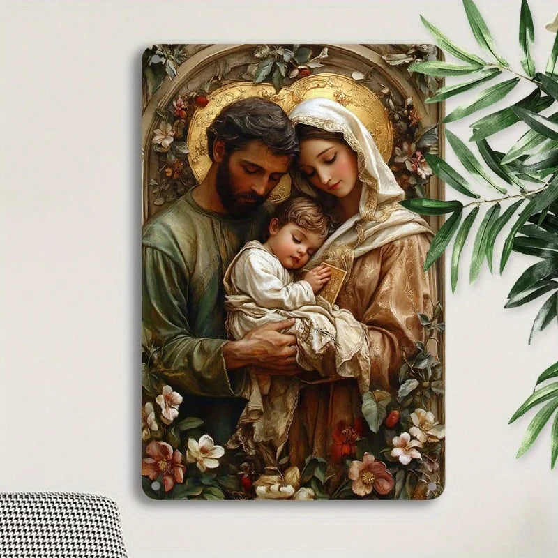 Vintage Holy Family Metal Wall Art