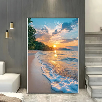 Sunset Modern Beach Seascape Canvas Print