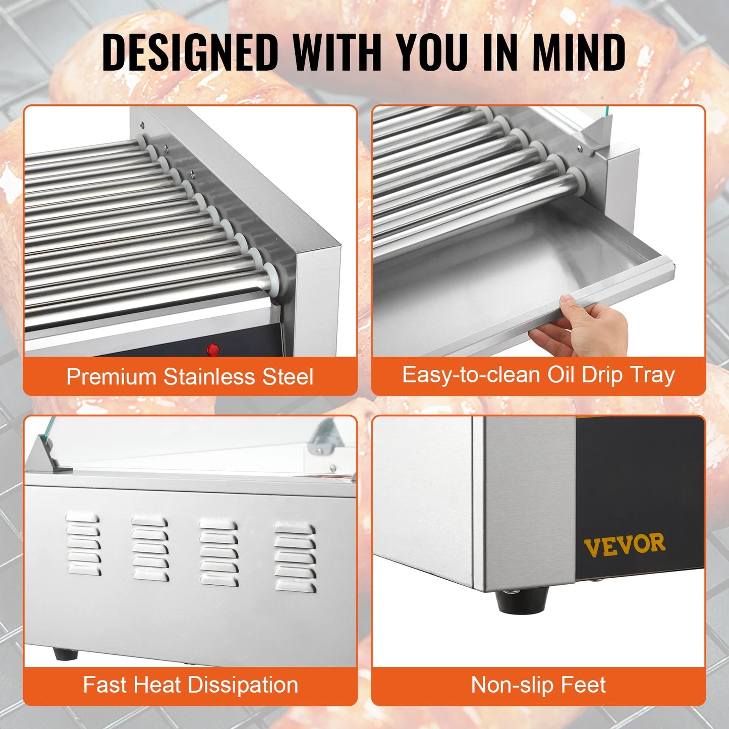 Commercial Electric Hot Dog Sausage Roller