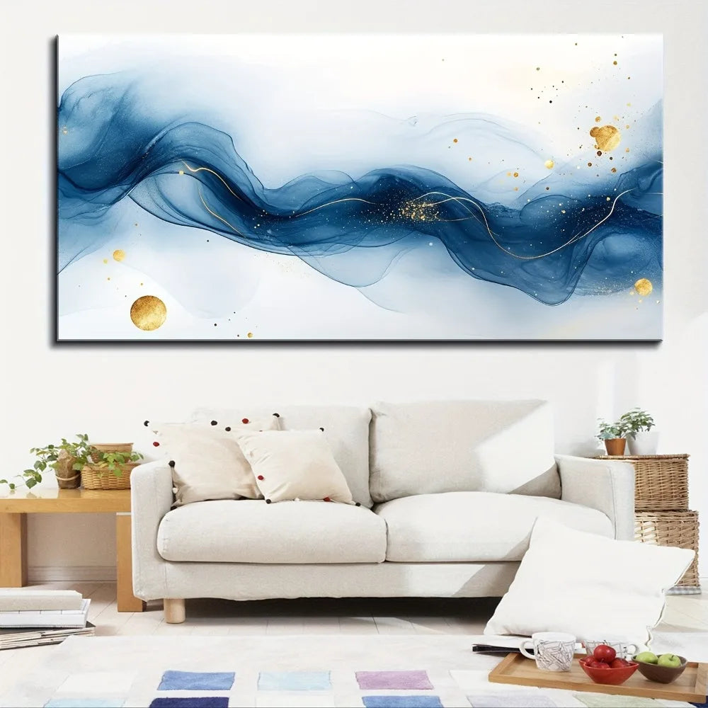Abstract Gold And Blue Gradient Painting