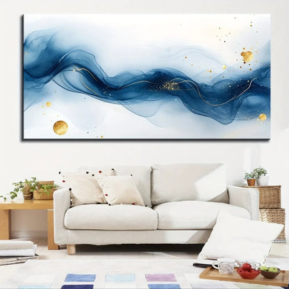 Abstract Gold And Blue Gradient Painting