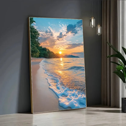 Sunset Modern Beach Seascape Canvas Print