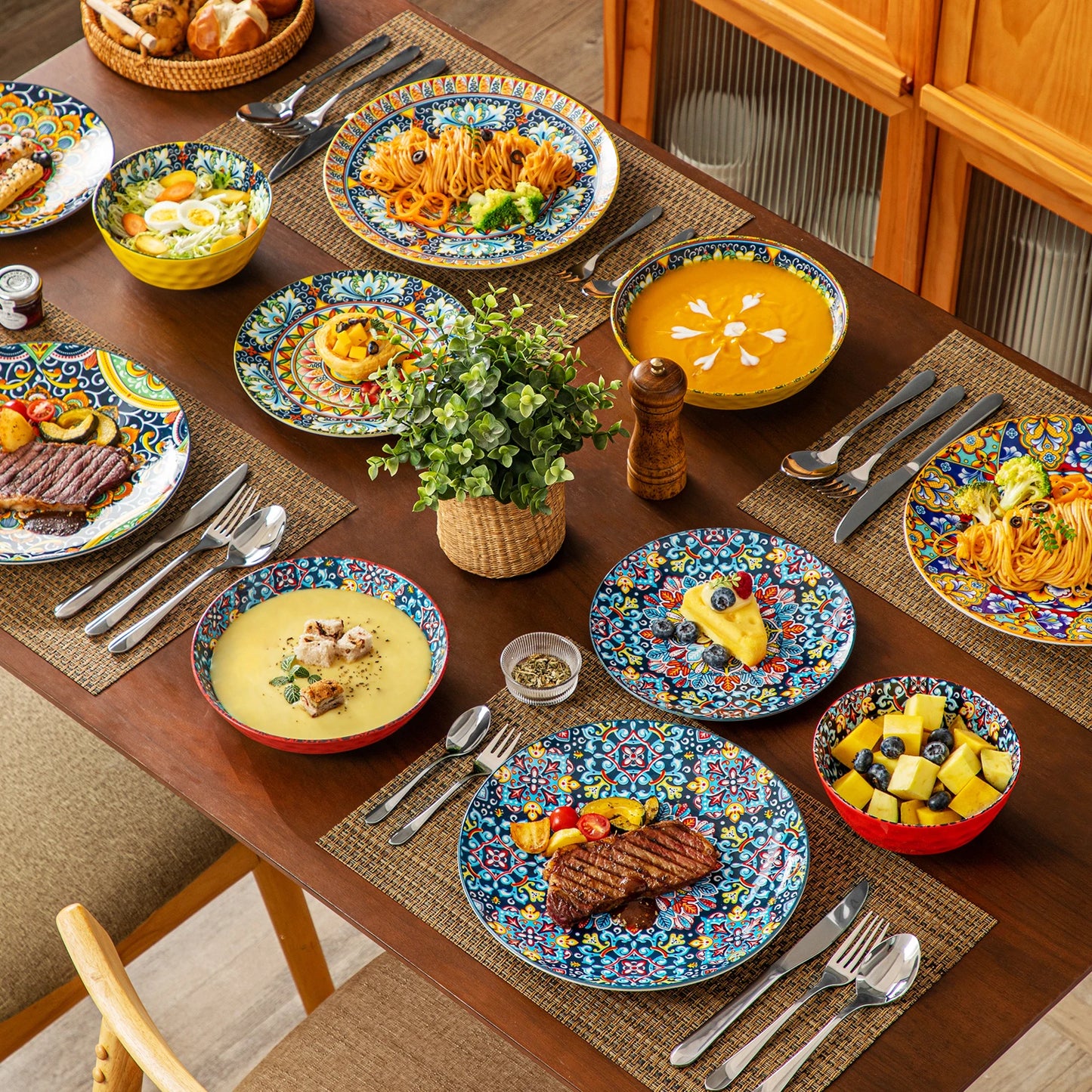 Stoneware Bohemian Style Dinnerware Set