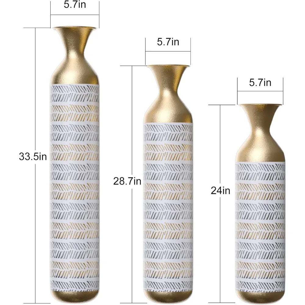 Tall Gold Floor Vases Set