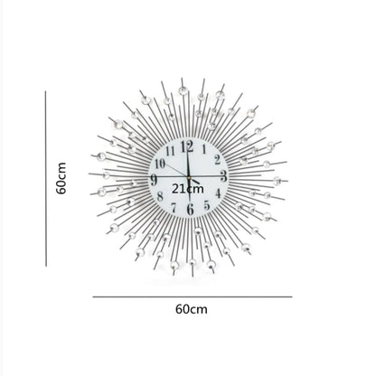 Metal Diamond Sunburst Wall Clock Decor