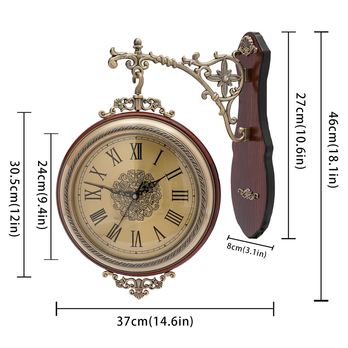 Double Sided Vintage Wall Clock