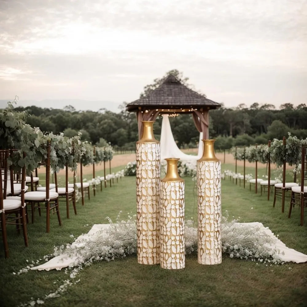 Tall Gold Floor Vases Set