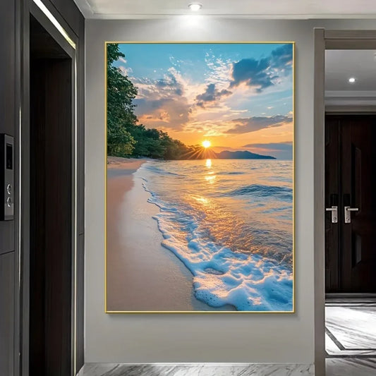 Sunset Modern Beach Seascape Canvas Print