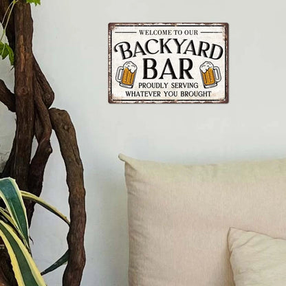 Backyard Bar Metal Art Decor