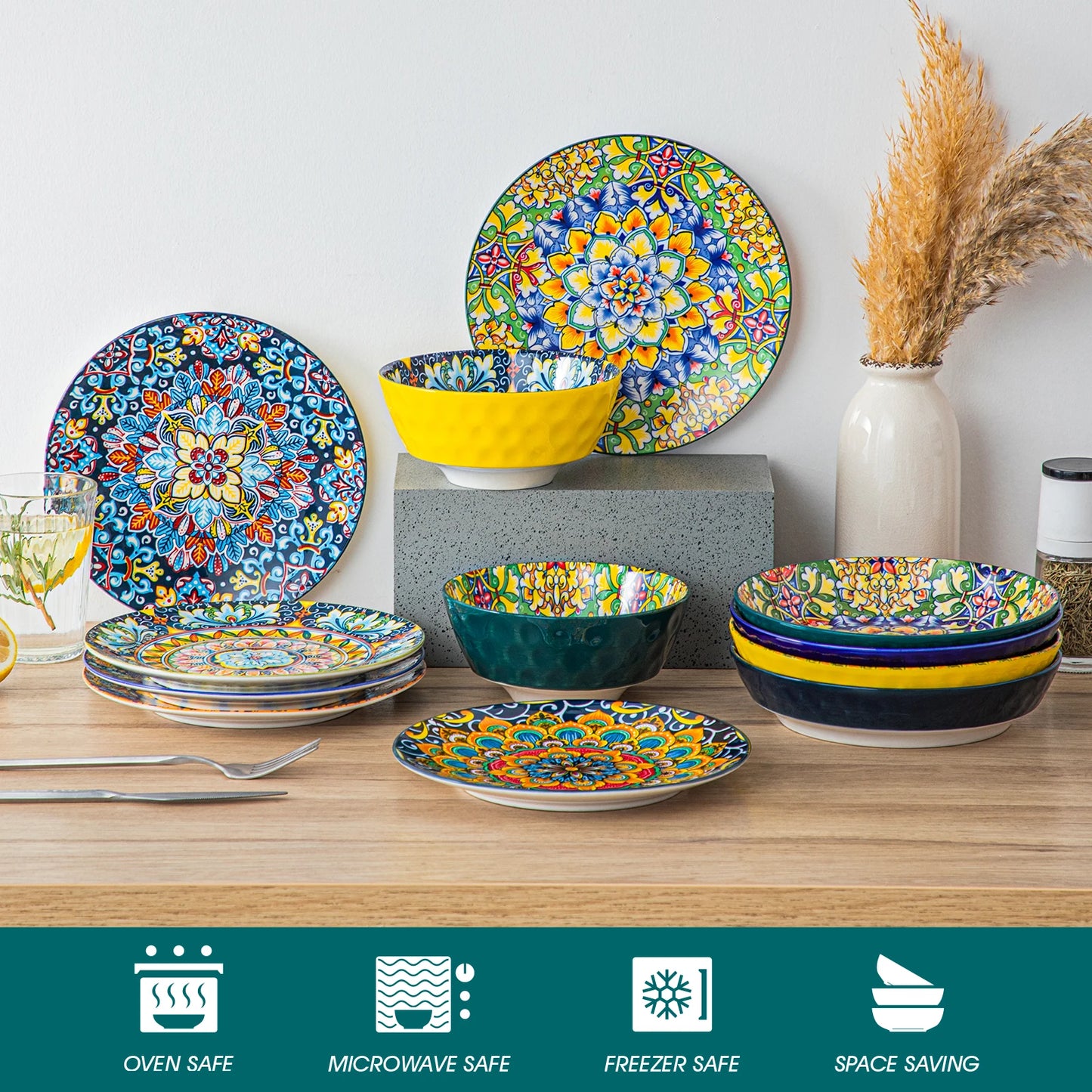Stoneware Bohemian Style Dinnerware Set