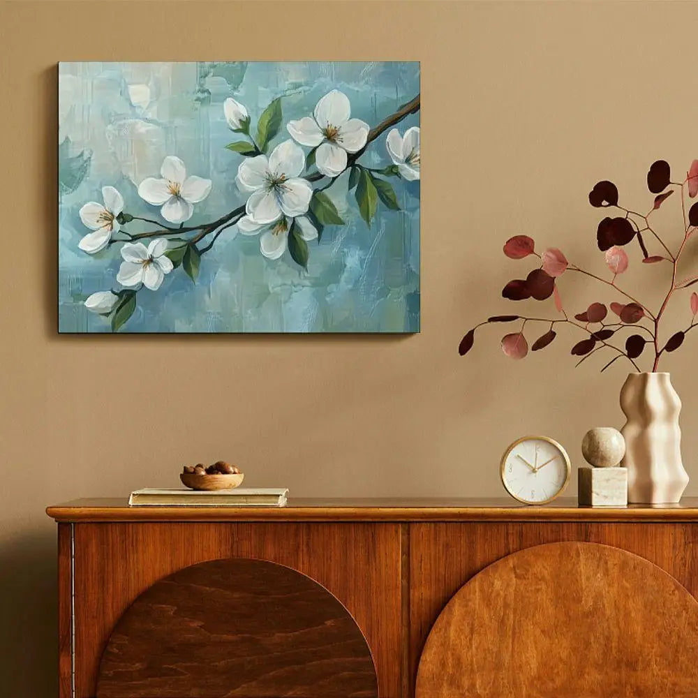 White Blossom Modern Canvas Wall Art