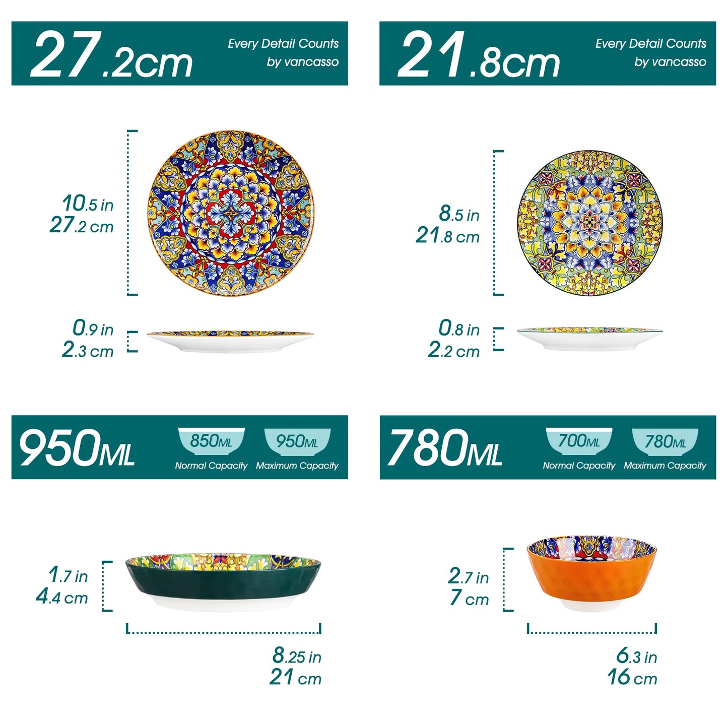 Stoneware Bohemian Style Dinnerware Set