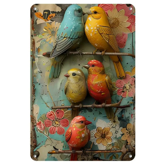 Vintage Bluebird Watercolor Metal Art Decor