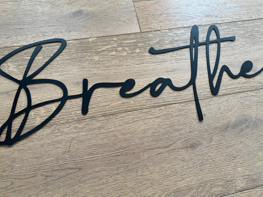 Breathe Script Metal Art Wall Decoration