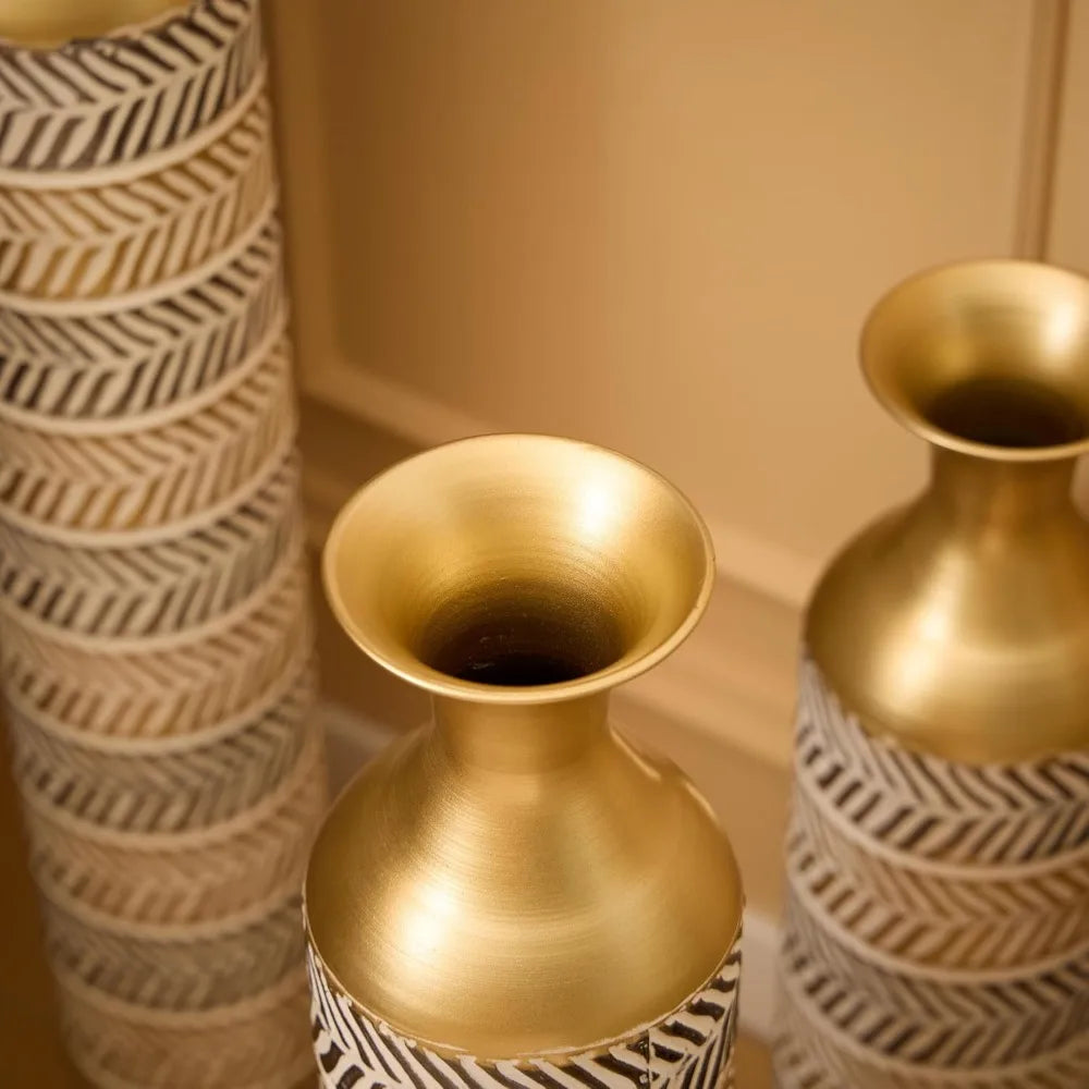 Tall Gold Floor Vases Set