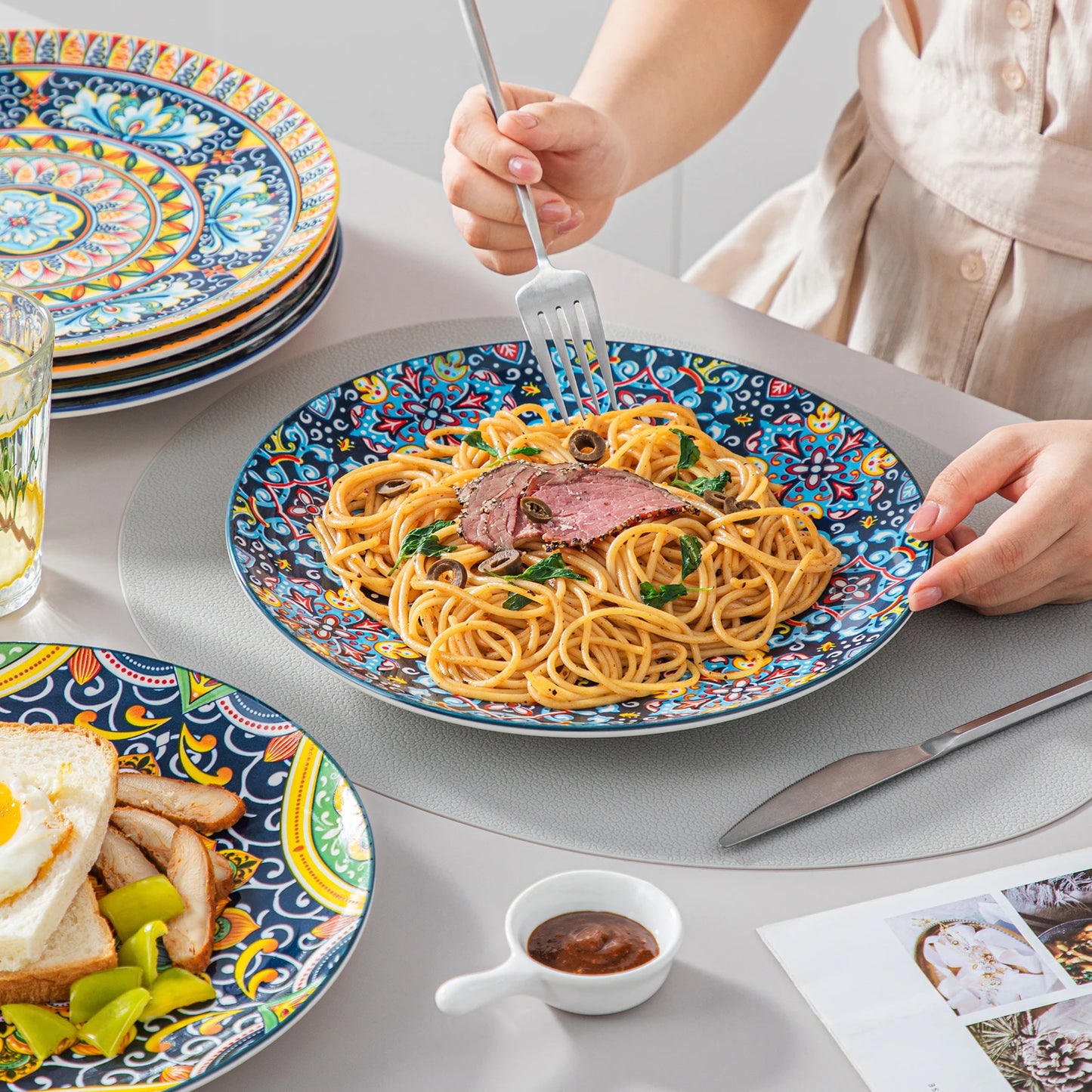 Stoneware Bohemian Style Dinnerware Set