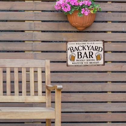 Backyard Bar Metal Art Decor