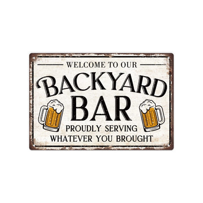 Backyard Bar Metal Art Decor