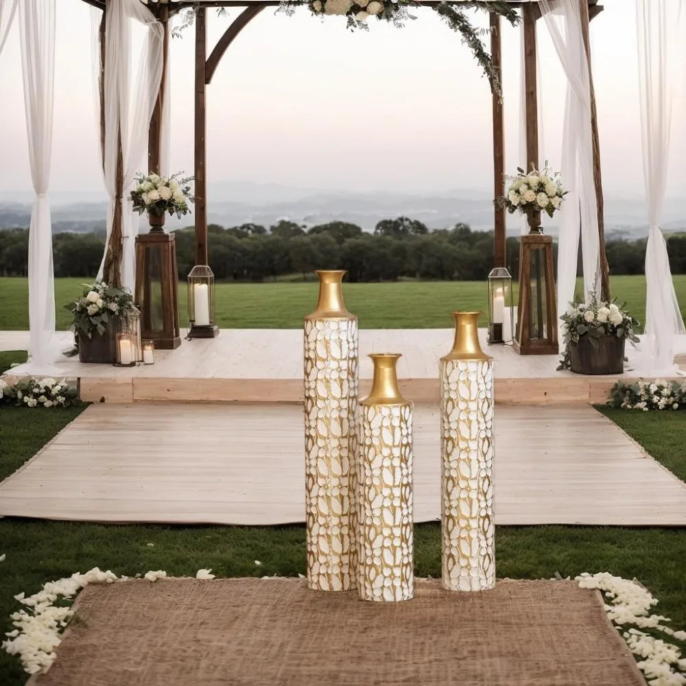 Tall Gold Floor Vases Set