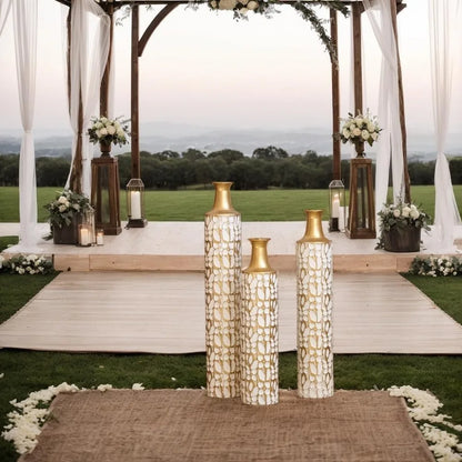 Tall Gold Floor Vases Set