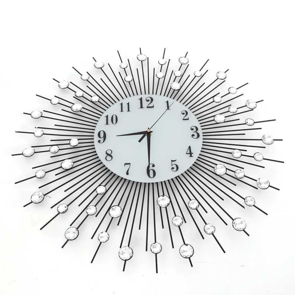 Metal Diamond Sunburst Wall Clock Decor