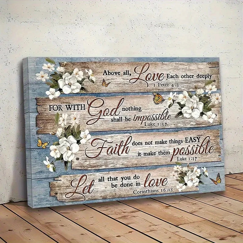 Christian Bible Verses Flower Print Poster