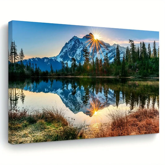 Sunrise Lakeview Mountain Canvas Print