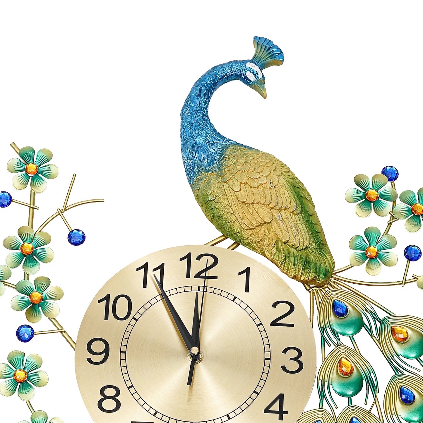 Peacock Wall Clock Metal Art Decor