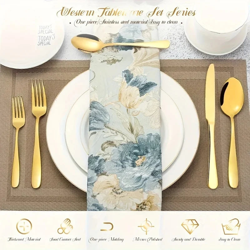 Golden Stainless Steel Flatware Set