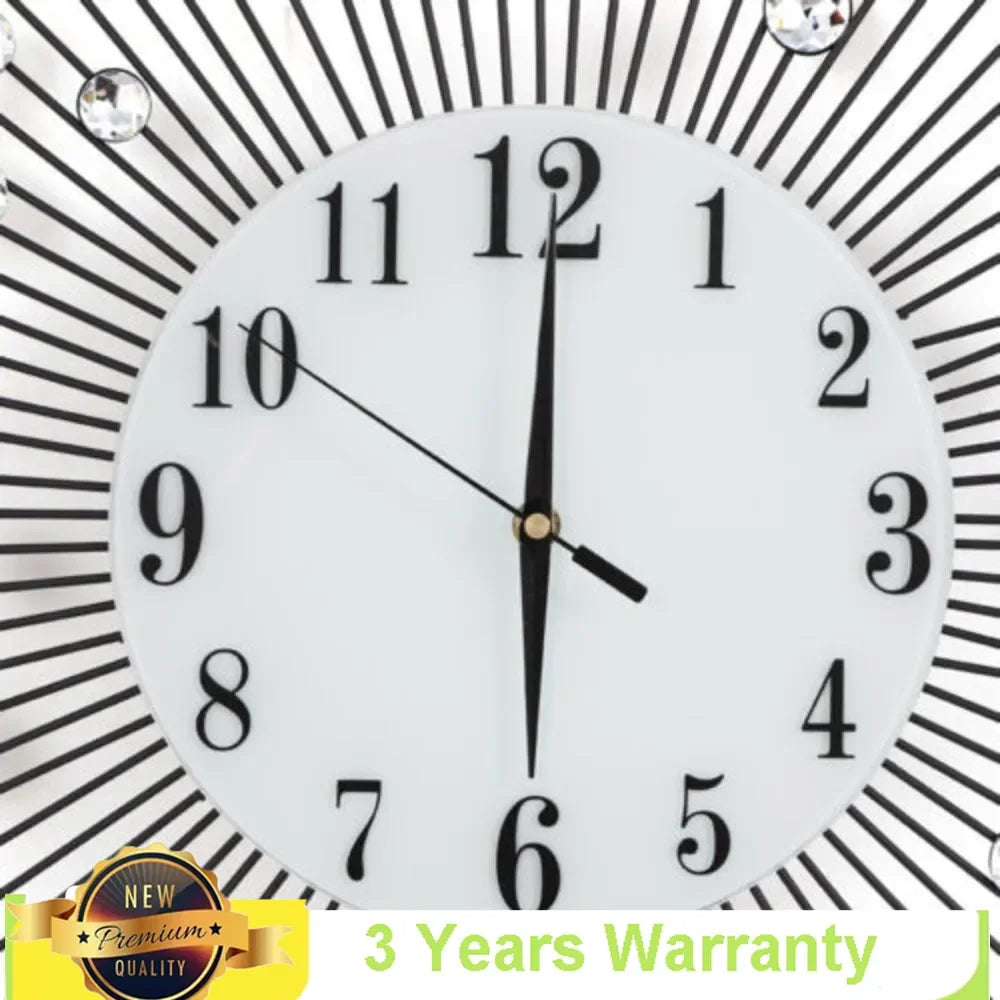 Metal Diamond Sunburst Wall Clock Decor