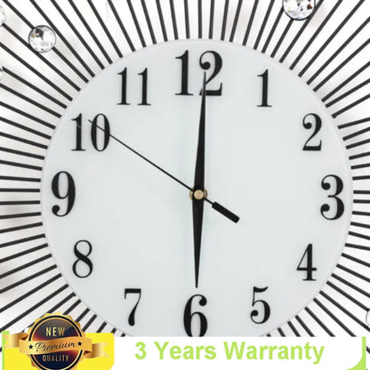 Metal Diamond Sunburst Wall Clock Decor