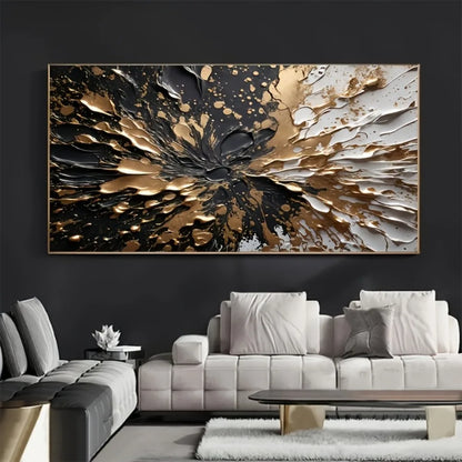 Modern Abstract Black Gold Splash Print